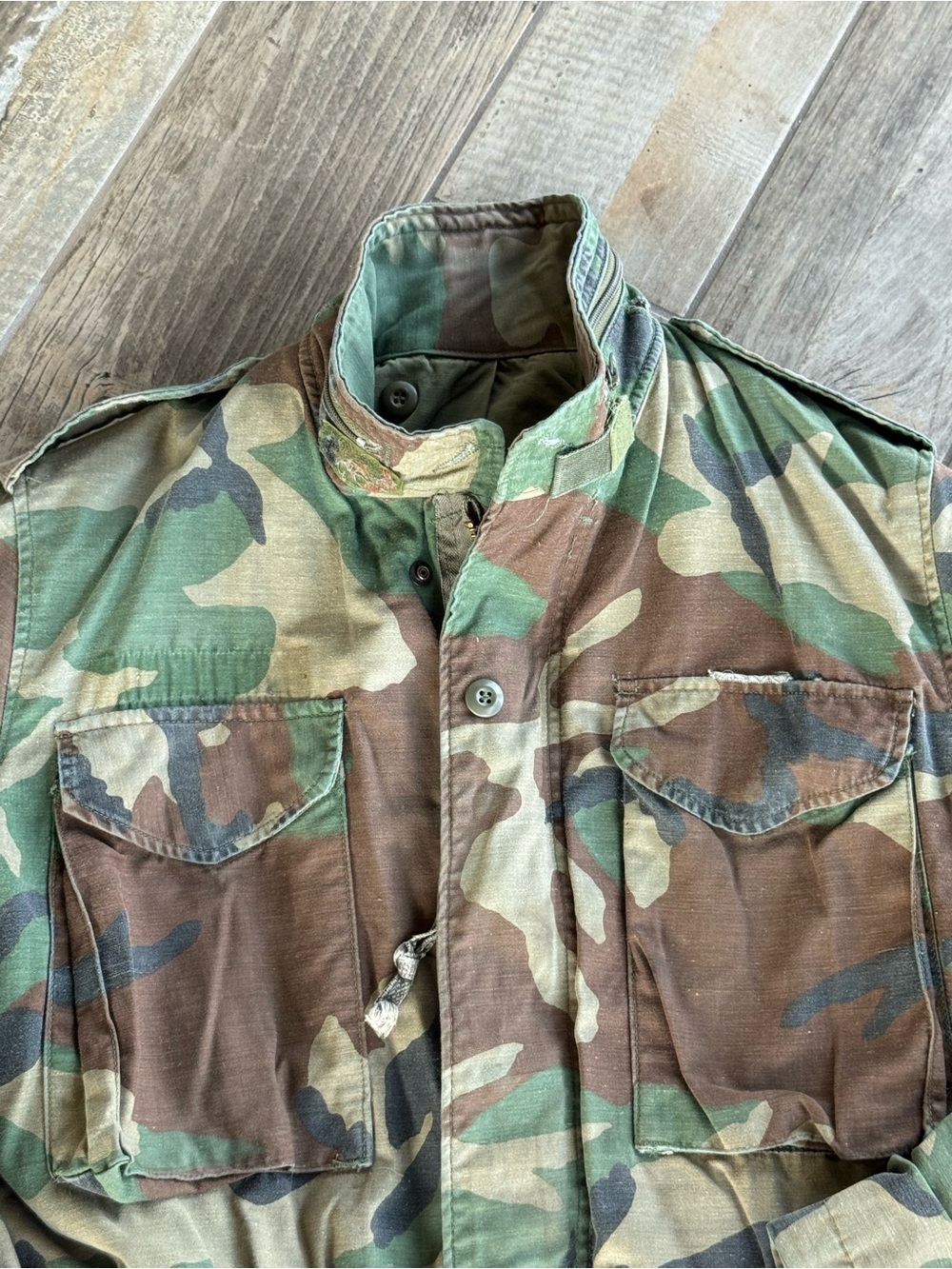 Military Men's Camouflage Field Jacket - Green Camo Small